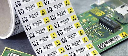 PCB labels with linear and 2D barcodes